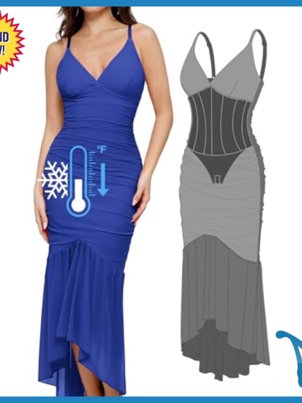 Built-in Shapewear Maxi Dress with Cooling Fabric for Wedding Guest - Picture 2 of 7